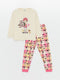 Crew Neck Printed Long Sleeve Girl Pajama Set